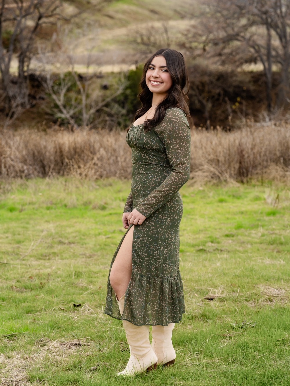 Lulus Perfectly Elevated Olive Green Floral Long Sleeve Midi Dress - Size S